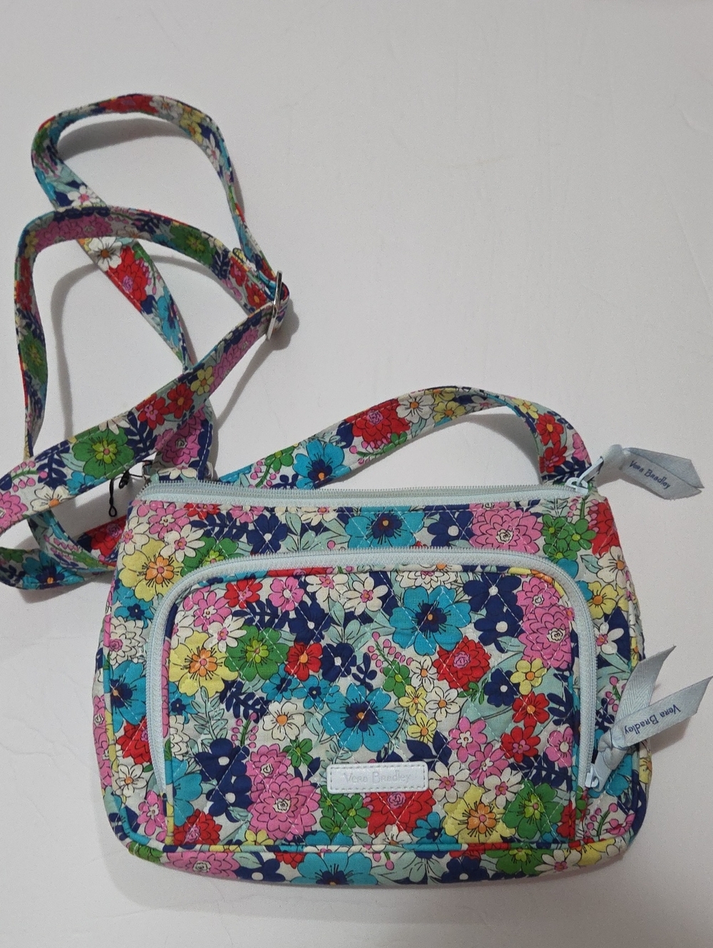 Vera Bradley Quilted Floral Crossbody - Pink Blue Green Multi